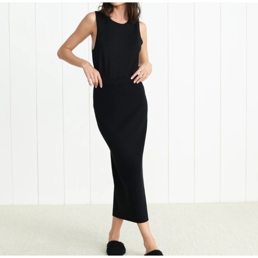 Jenni‎ Kayne Ludlow Skirt Black Cotton Cashmere Knit Maxi Column Skirt Size S